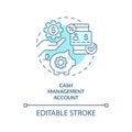 Cash management account turquoise concept icon