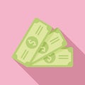 Cash money banknotes icon flat vector. Sign funds