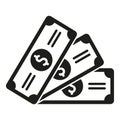 Cash money banknotes icon flat vector. Sign funds