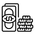 Cash money coin icon outline vector. Marketing payment Royalty Free Stock Photo