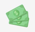 Cash money dollar fan green currency paper banknote realistic 3d icon vector illustration. Minimalist financial success