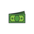Cash money lcon. symbol, line, color, outline style pictogram on background. Vector graphics