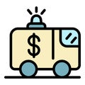 Cash money truck icon color outline vector