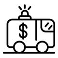 Cash money truck icon, outline style