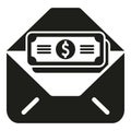 Cash in new envelope icon simple vector. Stack credit