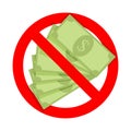 Cash is not accepted icon for door, vector