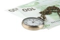 Cash and old pocket watch Royalty Free Stock Photo