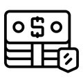 Cash pack protect icon, outline style