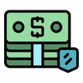 Cash pack protect icon vector flat