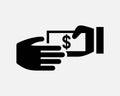 Cash Payment Icon. Finance Pay Money Investment Exchange Hand Bank Banking Loan Note Sign Symbol Royalty Free Stock Photo