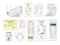 Cash receipt paper checks shopping and prices payment