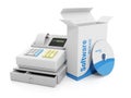 Cash register and licensed softw Royalty Free Stock Photo