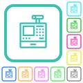 Cash register outline vivid colored flat icons