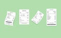 Cash Register Receipts Payment Finance Document Set. Vector