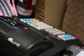 Selective closeup shot of a cash register Royalty Free Stock Photo