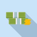 Cash stack money icon flat vector. Bank safe credit