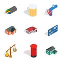 Cash supply icons set, isometric style Royalty Free Stock Photo