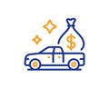 Cash transit line icon. Money collector car sign. Vector