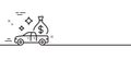 Cash transit line icon. Money collector car sign. Vector