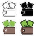 Cash Wallet in flat style isolated
