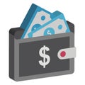 Cash wallet, pocketbook Isolated Vector Icon which can be easily edited