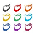 Cash word sign icon, color set Royalty Free Stock Photo