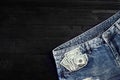 Cash in your jeans pocket. Still life. Royalty Free Stock Photo