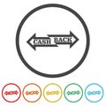 Cashback cash back icon. Set icons in color circle buttons