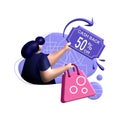 Cashback coupon 3d rendering Illustration for 50% off get vouchers discounts, reward program color blue, pink, perfect for ui ux d