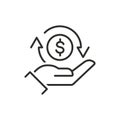 Cashback icon, return money, cash back rebate, thin line web symbol on white background Royalty Free Stock Photo