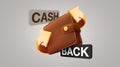 Cashback icon with wallet. Cashback or money back label.