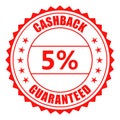 Cashback 5% Guaranteed Label. Rubber Stamp Template