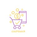 Cashback offer vector linear icon