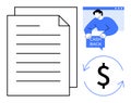 Cashback Process and Financial Document Representation with Economic Symbol Royalty Free Stock Photo
