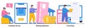 Cashback service, banking operation, e-invoicing concept with tiny people. E-banking abstract vector illustration set. Return on