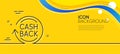 Cashback service line icon. Money transfer. Minimal line yellow banner. Vector