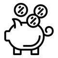 Cashback service piggybank icon outline vector. Cash back money