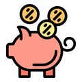 Cashback service piggybank icon vector flat