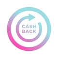 Cashback vector icon with cash back text. Loyalty program and retail customer money refund service. Money refund and Royalty Free Stock Photo