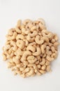 Cashew group. View from above. White background . Isolated