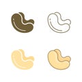 Cashew icon set. Vector Isolated nuts symbol on white background Royalty Free Stock Photo
