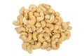 Cashew isolated on white background. Pile of Cashews nuts without shell closeup. Nuts heap