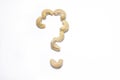 Cashew nut question mark white background Royalty Free Stock Photo