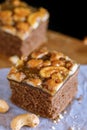 Cashew nut toffee cake Royalty Free Stock Photo