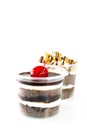 Cashew nuts chocolate and cherry chocolate cup cake Royalty Free Stock Photo