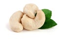 Cashew nuts with leaf isolated on white background. macro Royalty Free Stock Photo