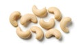 Cashew nuts scattered on white background Royalty Free Stock Photo