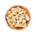 Cashew nuts in a wooden bowl