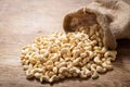 Cashew nuts on a wooden table