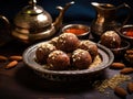 Cashew Sweet Balls, Traditional Moroccan Almond Dessert, Arabian Date Ball